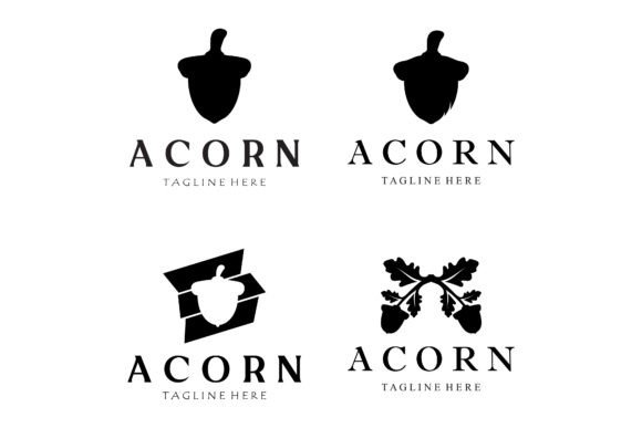 Download Simple Acorn Logo Design with Leaves,oak - Acorn Collection