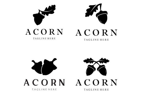 Download Simple Acorn Logo Design with Leaves,oak - Acorn Collection