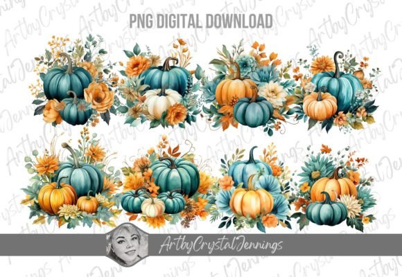 Download Thanksgiving Teal Pumpkin Fall Decor PNG - Fall decor Collection
