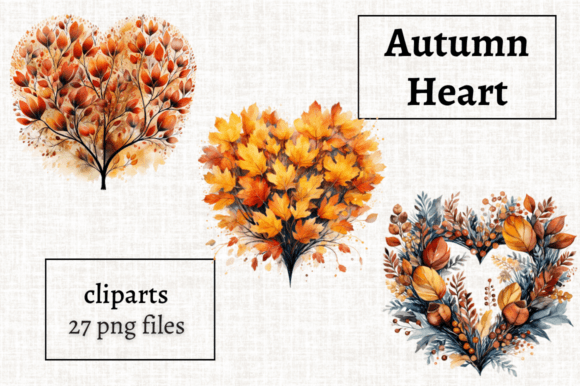 Download Autumn Heart Clipart, Fall Decor 27 PNGs - Heart Collection