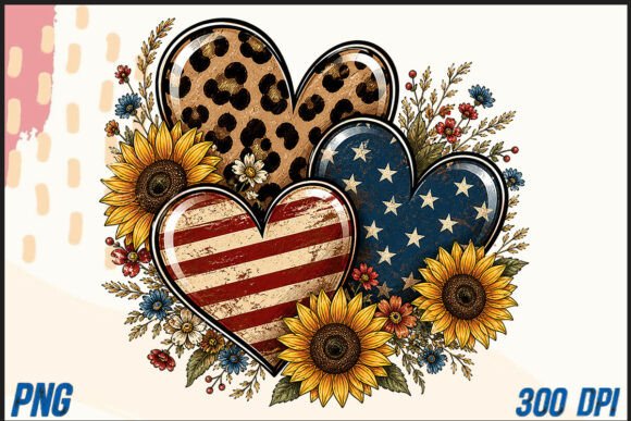 Download Western American Hearts with Sunflowers - Heart Collection
