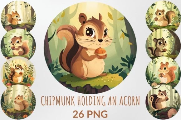 Download Cheerful Chipmunk Holding an Acorn - Premium Resources