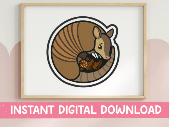 Download Armadillo Curled Up Acorn Sticker Design - Acorn Collection