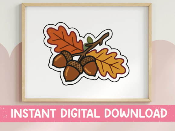 Download Acorns and Oak Leaves Fall Sticker - Acorn Collection