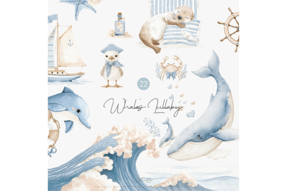 Download Watercolor Ocean Nursery Clipart Set - Ocean Collection