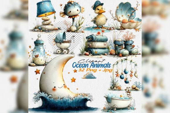 Download Baby Ocean Nursery Clipart Set - Ocean Collection