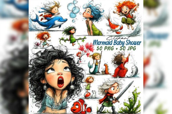 Download Whimsical Mermaid Clipart Ocean Party - Ocean Collection