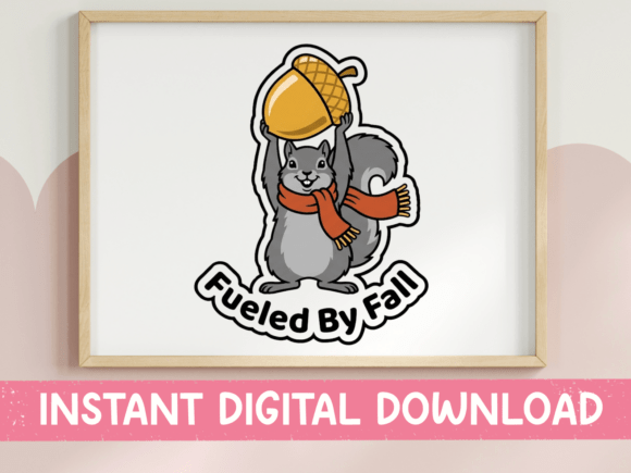 Download Fueled by Fall Squirrel Acorn Sticker - Acorn Collection