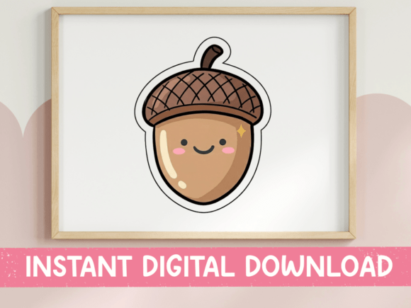 Download Cute Kawaii Acorn Sticker SVG - Acorn Collection