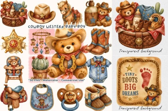 Download Cowboy Baby Boy Teddy Bear Western PNG - Baby boy Collection
