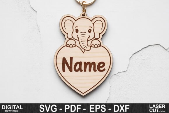 Download Elephant Heart Name Keychain SVG - Heart Collection