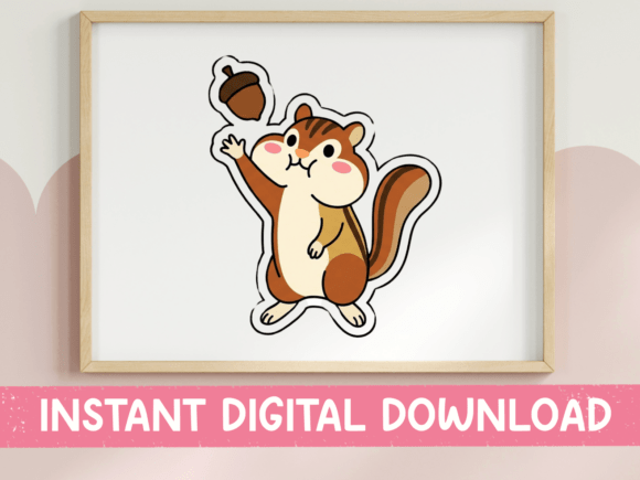Download Chipmunk Holding Acorn Fall Sticker - Acorn Collection