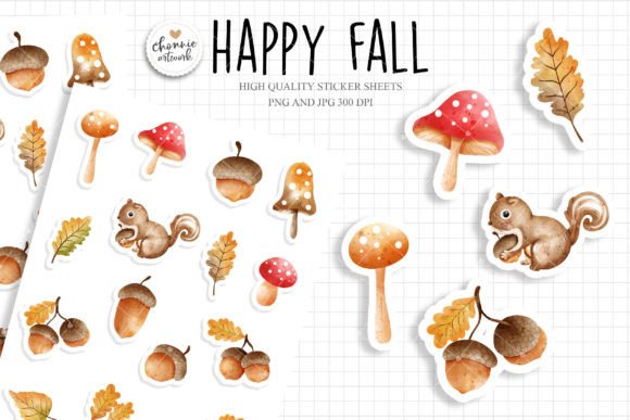 Download Acorn Sticker Sheets, Happy Fall Sticker - Acorn Collection